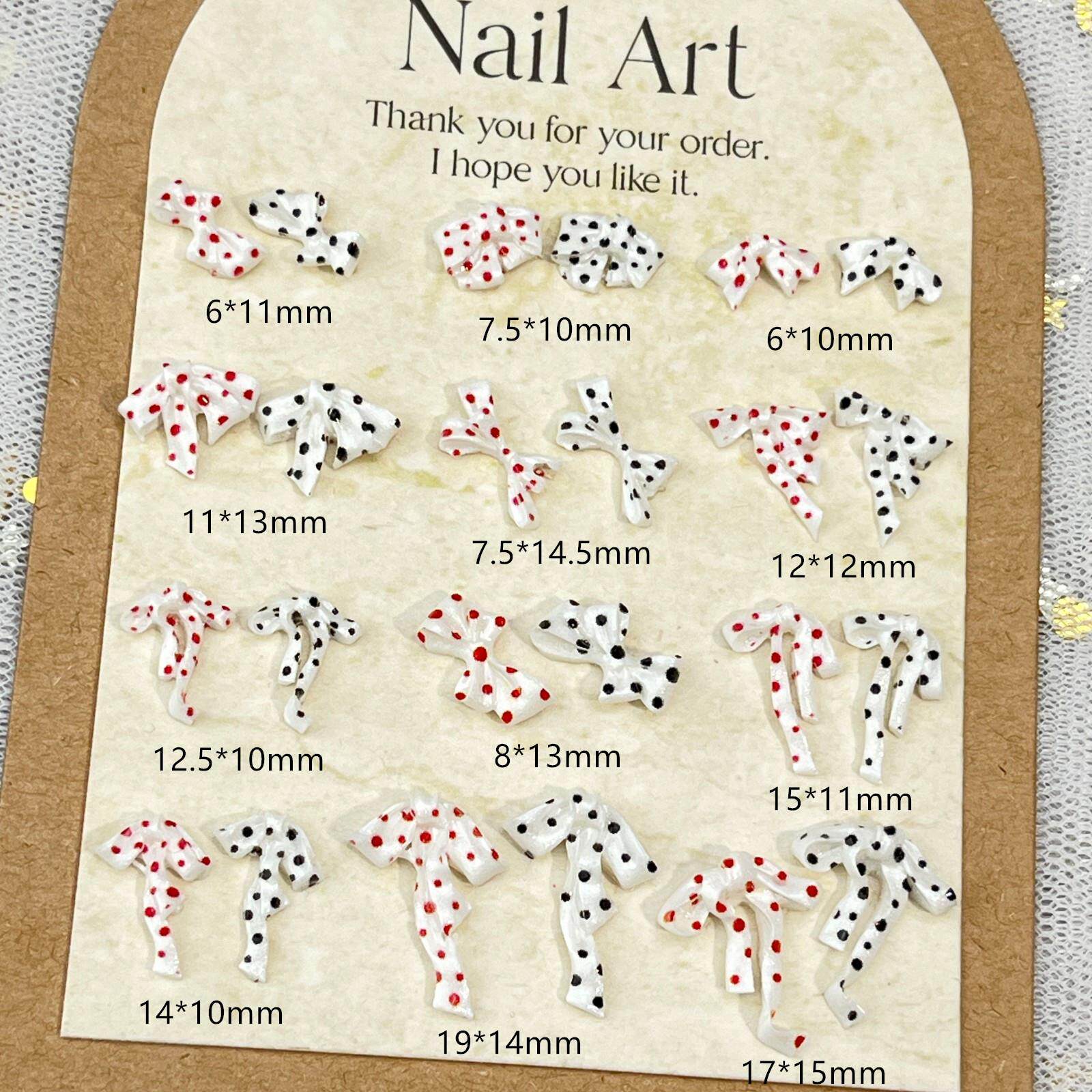 软雕绸缎波点蝴蝶结美甲饰品甜美百搭飘带领结树脂diy穿戴甲配饰