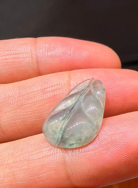 天然翡翠叶子吊坠老坑冰种飘花玉挂坠金枝玉叶挂件男女玉石玉器