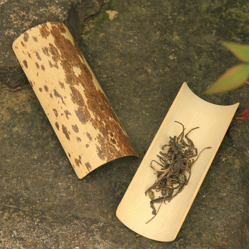 天然毛竹制茶荷 保青斑竹茶巾托炭化磨光毛巾托板老竹赏茶则 醉茶