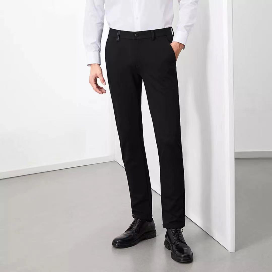2021新品休闲裤男 经典款简约直筒舒适弹力净色长裤 修身微弹男裤