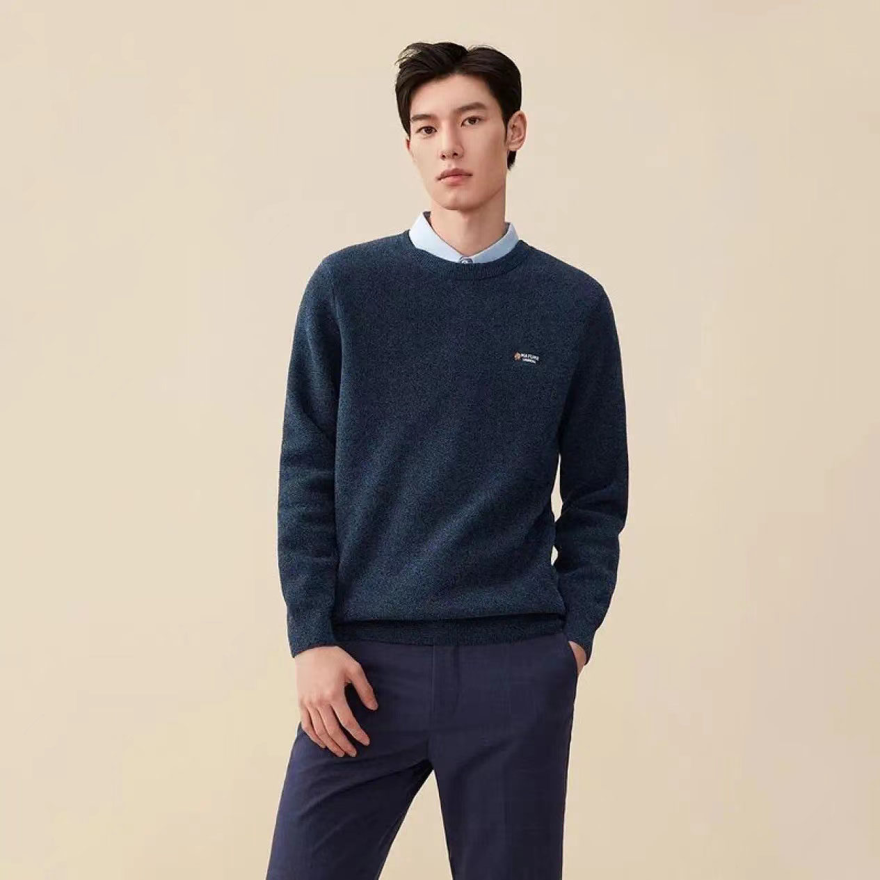 秋季双领男士长袖针织衫 纯色假两件温暖水柔绒面料厚实保暖毛衣,男装,针织衫/毛衣,淘宝优惠券,粉丝福利购,淘宝优惠卷