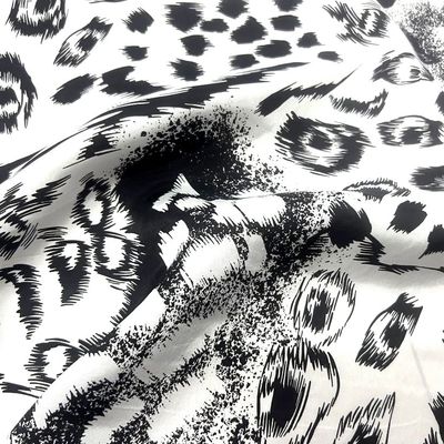 铜氨丝面料春夏连衣裙豹纹印花