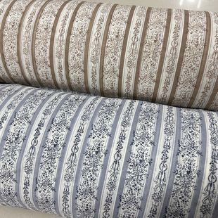 棉麻面料 春夏汉服连衣裙 米色白色底浅咖藏青色青花瓷图印花布料