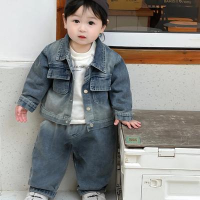 时髦套装孩子牛仔防风两件套
