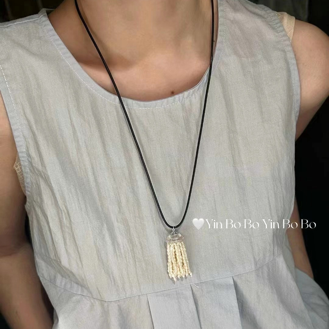 s925纯银流苏吊坠项链女小众设计感锁骨链百搭饰品高级感