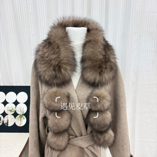 真毛球球狐狸毛围脖女冬季走秀新款时尚高级感皮草双面编织围巾