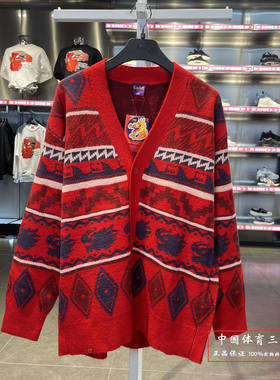 李宁开衫无帽编织衫男女同款2024春季新品宽松型毛衣外套AMBU021