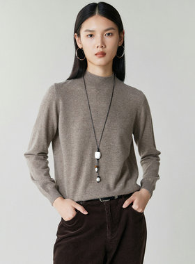 纯山羊绒针织衫女半高领羊绒衫宽松保暖打底衫软糯百搭毛衣薄