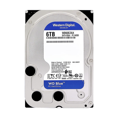 WD西部数据蓝盘SATA3 3.5英寸 台式机6TB机械硬盘  WD60EZAZ