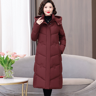 新款 棉袄外套中老年人时尚 棉服女长款 洋气冬装 棉衣 过膝妈妈装 冬季