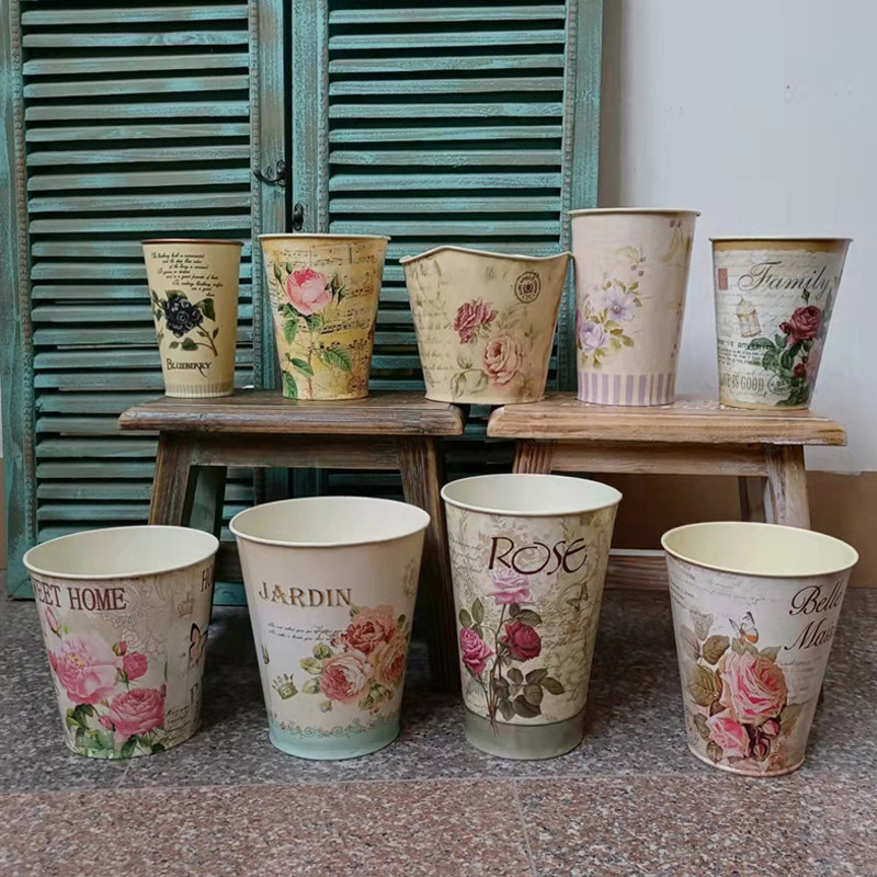 欧式外贸铁艺贴纸彩色花桶绿植多肉花盆花园杂货装饰收纳创意摆件,鲜花速递/花卉仿真/绿植园艺,花盆,淘宝优惠券,粉丝福利购,淘宝优惠卷