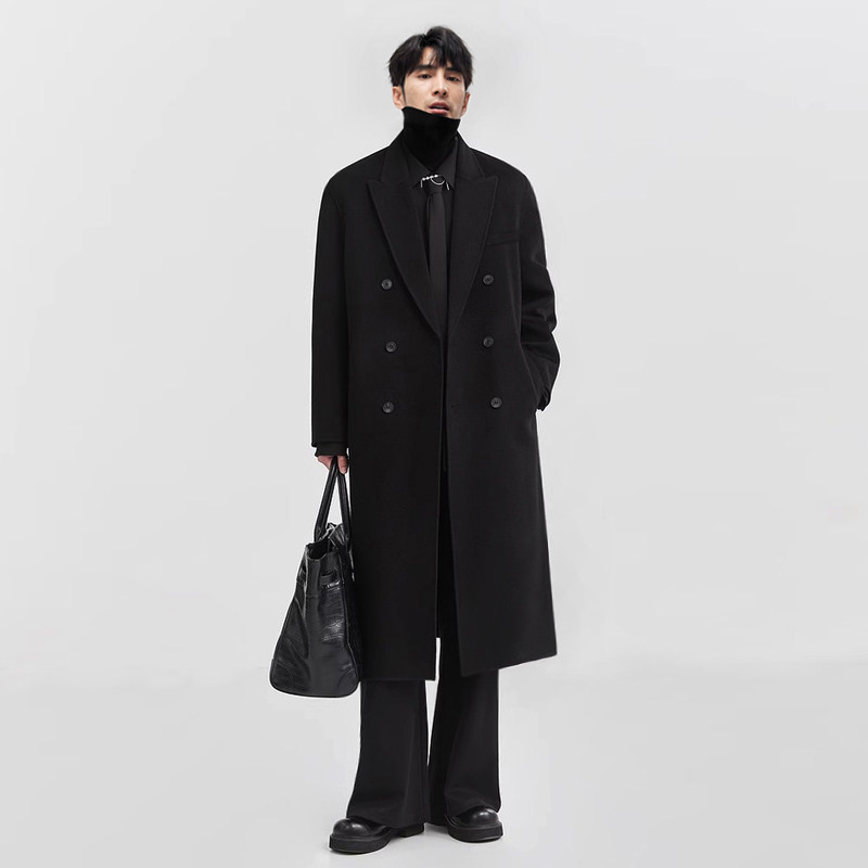 羊毛/羽绒内胆/过膝长款秋冬季双面呢男大衣毛呢垫肩韩系风衣外套