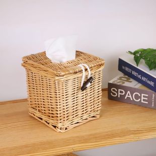 新中式柳编纸巾盒客厅茶几餐桌摆件家居编织抽纸盒酒店民宿装饰品