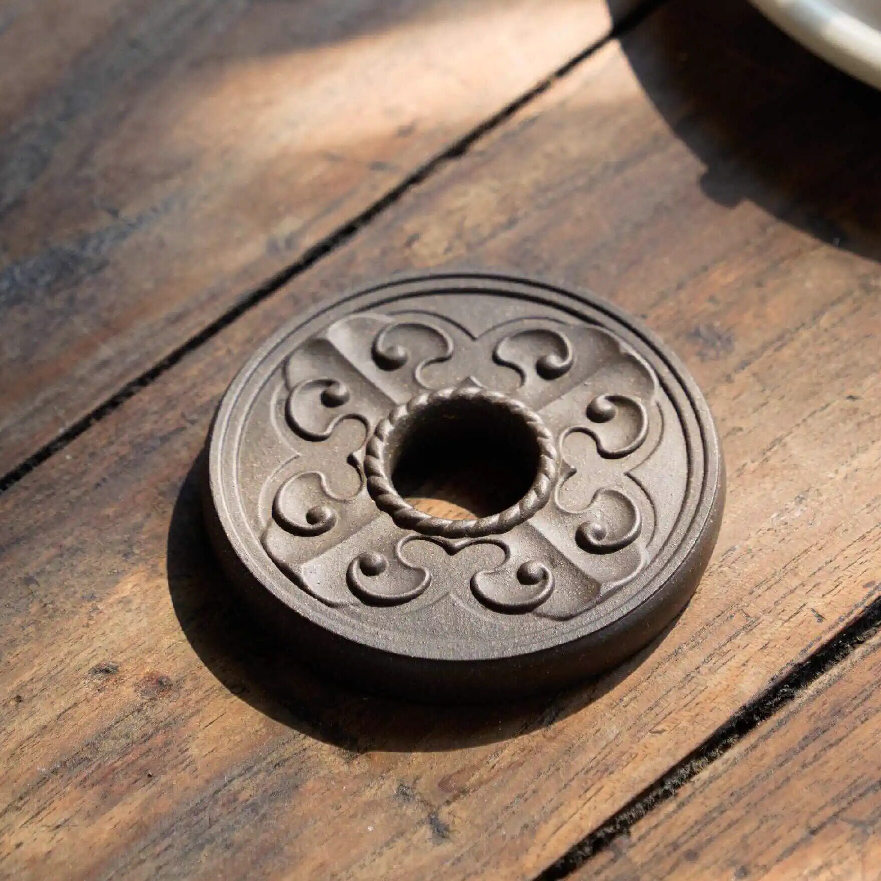 三两茶叙 紫砂壶盖置 十方盖置 青灰段泥 瓦当纹饰茶具 茶道周边