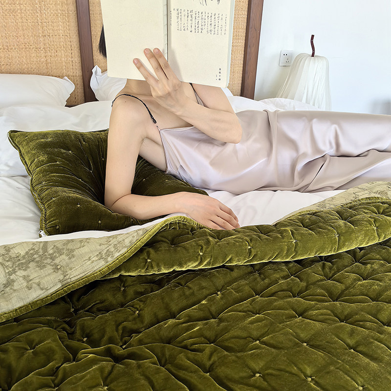 福笙 新中式凉感丝绒盖毯沙发休闲毯床尾毯锦绒汽车腰枕靠垫抱枕,床上用品,休闲毯/毛毯/绒毯,淘宝优惠券,粉丝福利购,淘宝优惠卷