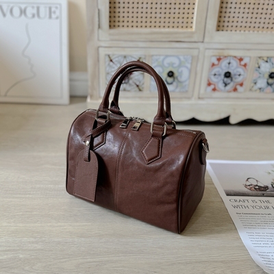 云水集波士顿真皮女包通勤包