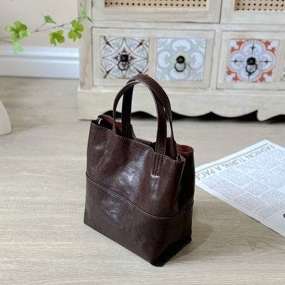 云水集水晶植鞣牛皮手提斜挎包软