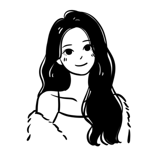 黑白简笔画线条画手绘头像定制情侣头像可爱漫画人物设计电子版