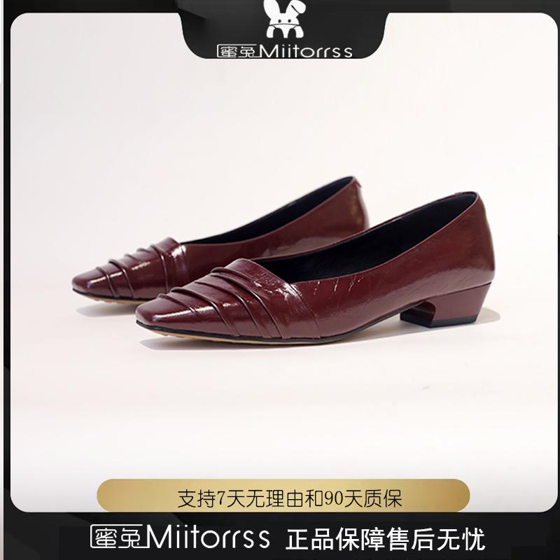 推荐新款舒适褶皱方头单鞋