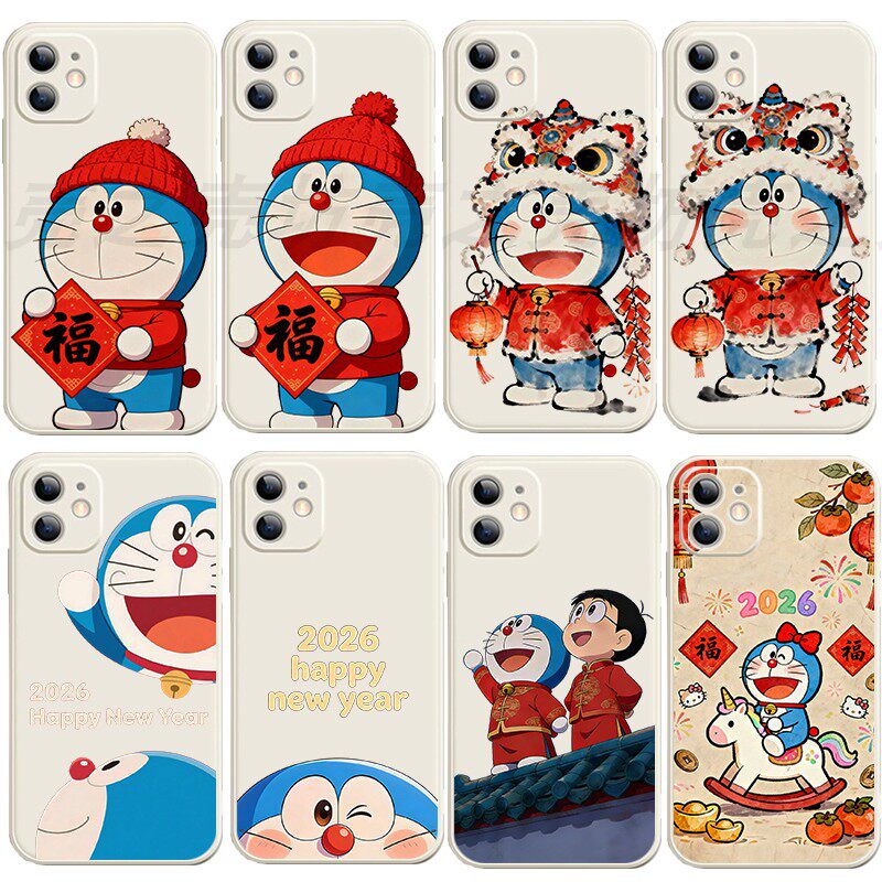 2026马年新年哆啦A梦手机壳适用华为Pura70春节福字mate80/60硅胶nova15/14/13荣耀500/400/wint x70imagic8