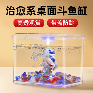 鱼缸泰国斗鱼专用缸小型亚克力高透加厚积木盒桌面微景观生态迷你