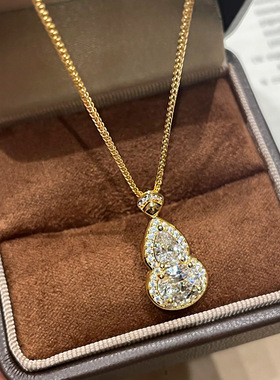 设计师s925纯银1.5克拉满钻葫芦围镶项链轻奢百搭拉伸链锁骨链