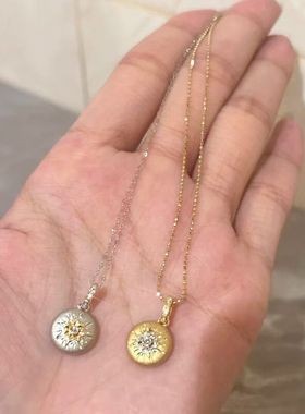 法式设计感新款吊链轻八芒星项链S925感纯银奢颈链复古坠锁骨拉丝