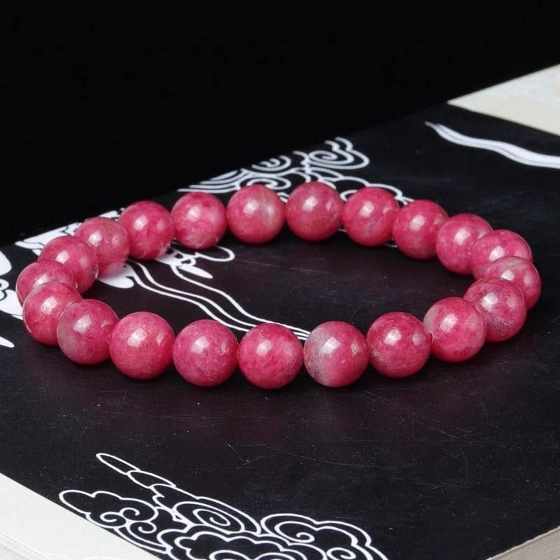 XBK天然樱花雨蔷薇石手链女玉化蔷薇辉石圆珠手串玫瑰石粉色水晶