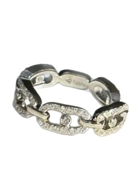 通体s925个性梅家可滑动满钻戒指几何切割珠滑动轻奢个性指环