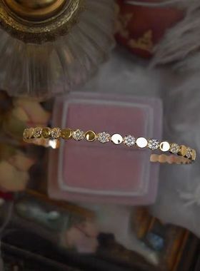 设计师s925纯银手链女简约小众手镯时尚轻奢手饰品镶钻镀金感设计