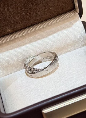 轻奢S925纯银 水星记小双环交叉拉丝戒指百搭简约设计感