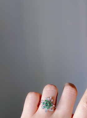 天然翡翠戒指S925纯银新款翡翠珠宝饰品A货简约女款可出证书戒指