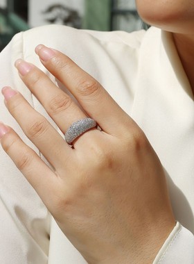 轻奢s925纯银莫桑钻璀璨满天星戒指百搭闪砂个性设计感指环配饰
