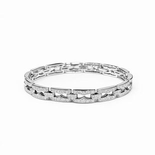 S925纯银 满钻手链镂空回字b01爆闪精致奢华贵气满钻设计感