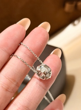 设计师s925纯银精工感间钻棋盘格路路通项链轻奢百搭锁骨链女热销