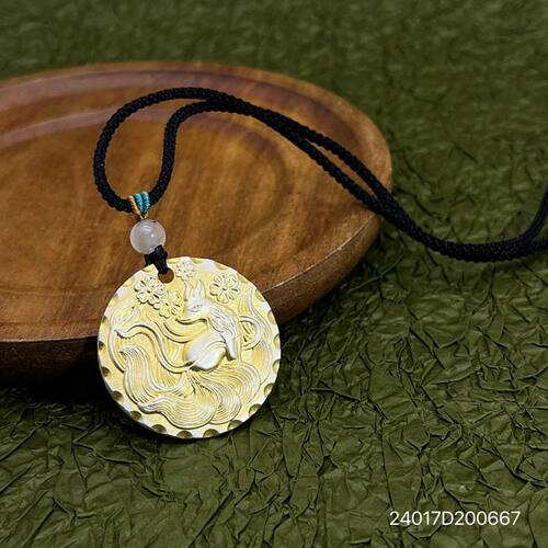 鑫葆康吊坠990毛衣链描金个性百搭项链九尾狐平安颈链男女喜乐s纯