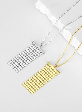 意大利S925银亮片流苏吊坠双面佩戴项链流光溢彩老钱风项链毛衣链