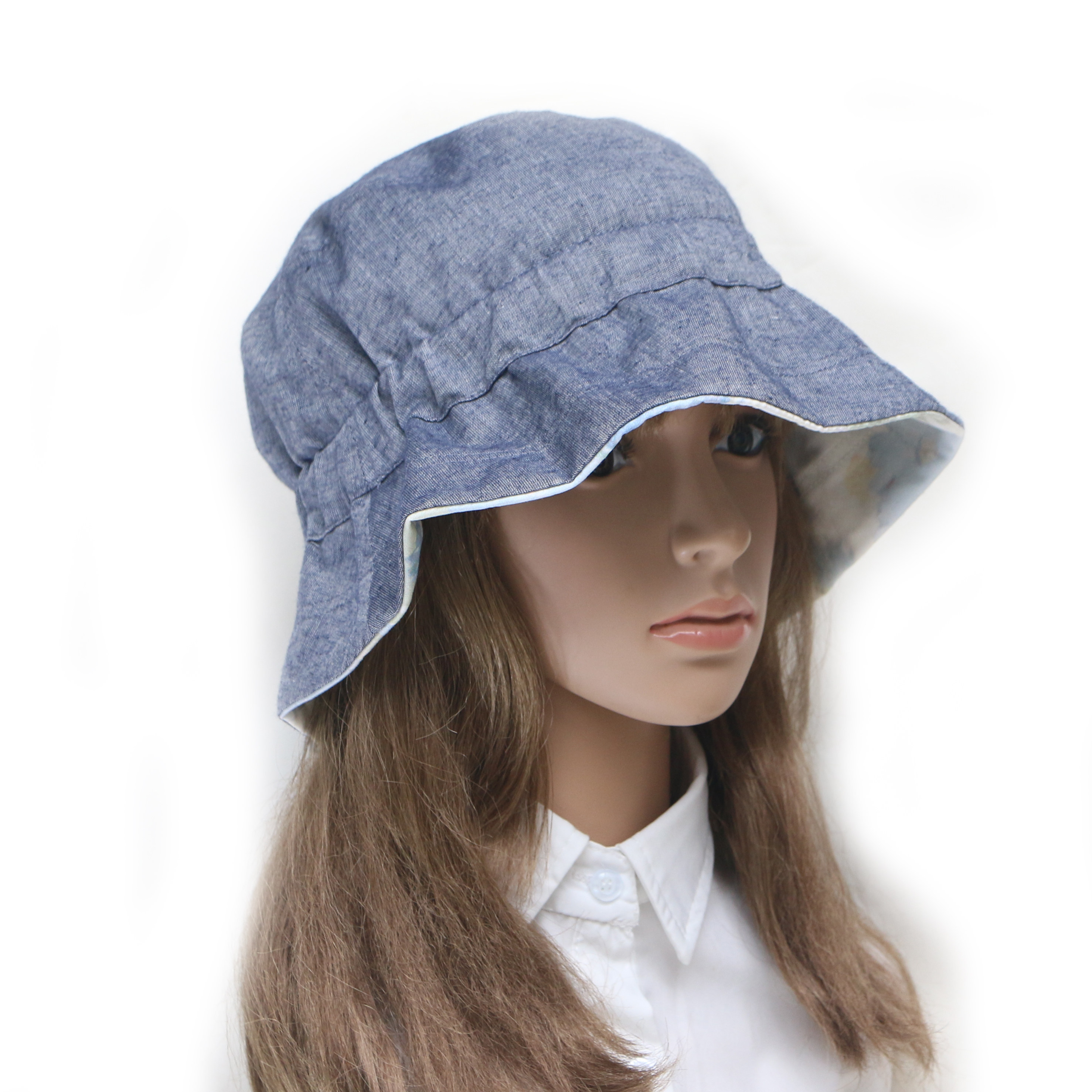 日本女帽子 春秋小头围双面渔夫帽盆帽防紫外线太阳帽 遮阳帽女帽