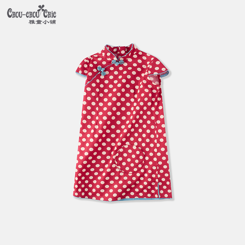 雅童小铺红底圆点春夏季中式童装
