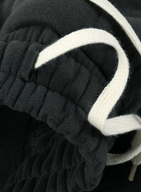 匹戏380g纯棉加绒厚高级灰小脚卫裤男潮纯色束脚冬季宽松运动长裤