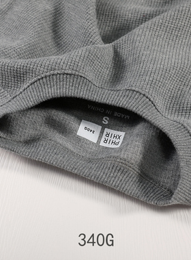 匹戏340g重磅华夫格圆领卫衣宽松大码OVERSIZE日系套头无帽上衣潮