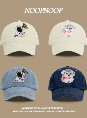 ins可爱卡通贴标小狗蝴蝶软顶棒球帽显脸小韩版甜妹百搭鸭舌帽潮