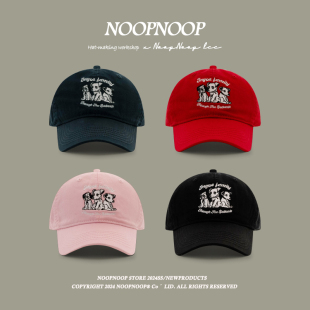 高品质可爱卡通斑点狗狗刺绣棒球帽情侣百搭宽檐显脸小鸭舌帽子