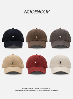 ins韩国街头字母7刺绣棒球帽男女情侣百搭高品质软顶鸭舌帽大头围