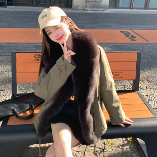 甜酷派克羽绒服女工装休闲皮草外套狐狸毛领可拆卸加厚内胆年轻款