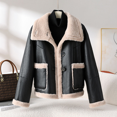 皮草外套羊剪绒大衣皮毛一体女冬