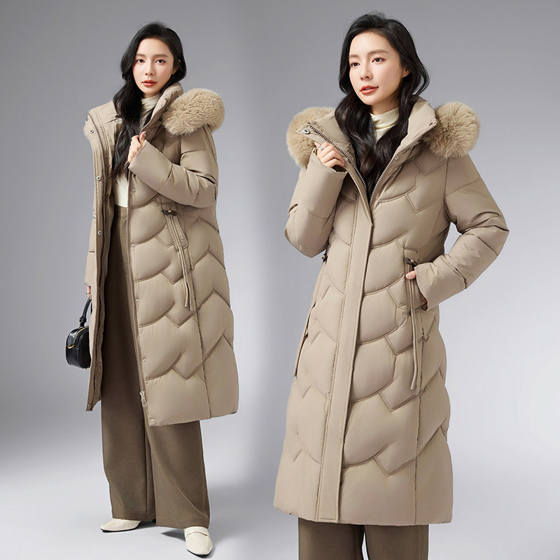冬季新款长款过膝羽绒棉服宽松显廋中年女士大码加厚保暖棉袄外套