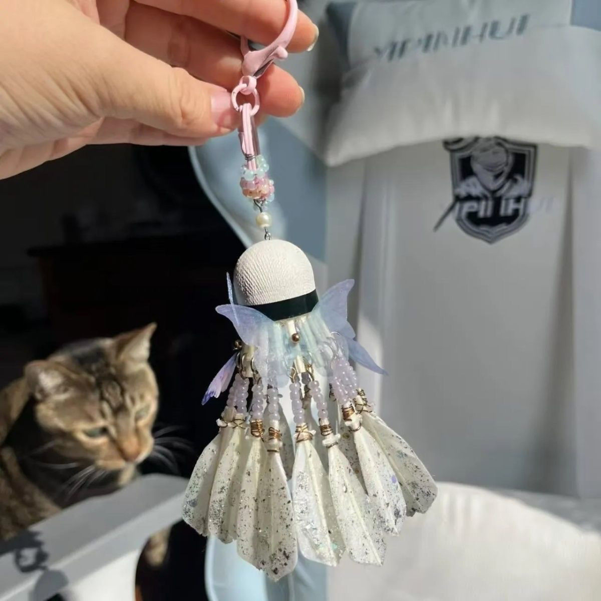 碎冰羽毛球挂件diy钥匙扣送球搭子闺蜜对象礼物串珠手工材料