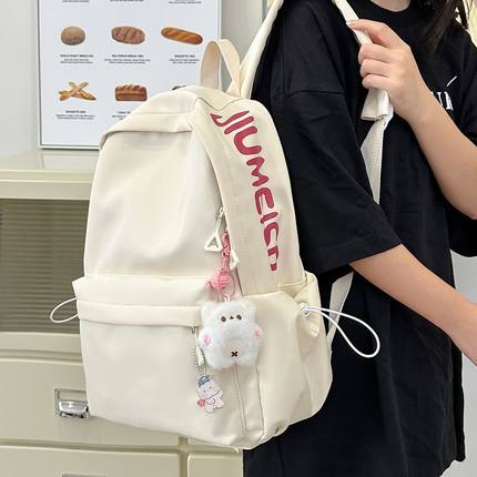书包初中女生混的人百搭字母大学生简约森系双肩包校园大容量背包