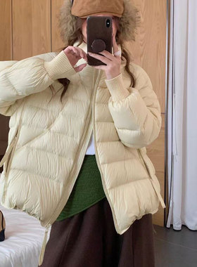 25冬季新款针织袖口排骨羽绒服短款加厚保暖90白鸭绒面包服25649